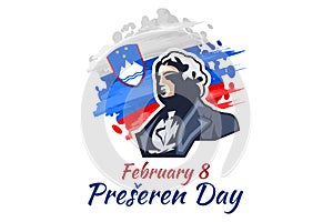 February 8, Happy PreÅ¡eren Day Vector Illustration.