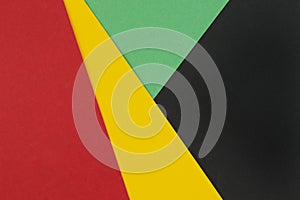 February Black History Month. Abstract Paper geometric black, red, yellow, green background. Copy space, place for your