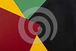 February Black History Month. Abstract Paper geometric black, red, yellow, green background. Copy space, place for your text photo