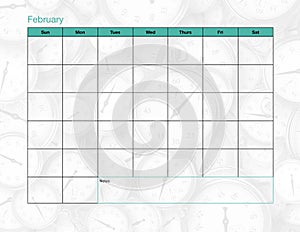 February Blank Calendar