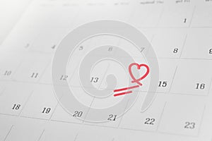 February calendar background Day 14 missing,The concept of unrequited love.