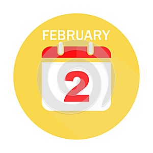 February 2 calendar flat icon