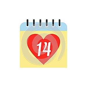 14 February calendar flat icon