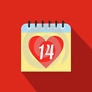 14 February calendar flat icon