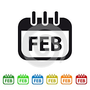 February Calendar Icon - Colorful Vector symbol