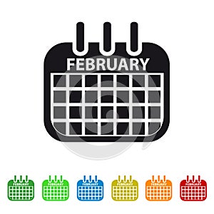 February Calendar Icon - Colorful Vector symbol