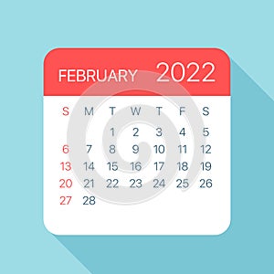 February 2022 Calendar Leaf - Vector Illustration photo