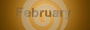 February gold text title for month background design