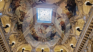 Interior view of the Opera Garnier, in Paris, France.