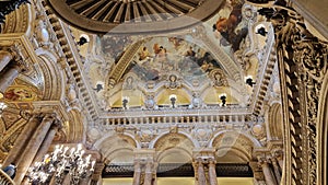 Interior view of the Opera Garnier, in Paris, France.