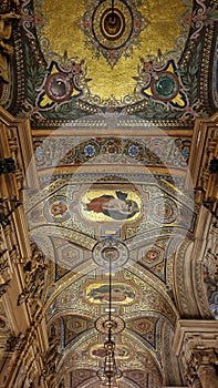 Interior view of the Opera Garnier, in Paris, France.