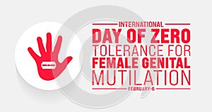 February is International Day of Zero Tolerance for Female Genital Mutilation background template.