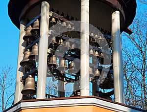 February 19, 2022. Kyiv, Ukraine. Bells in the belfry near Askold`s grave photo