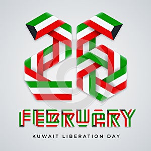 26 February liberation day of Kuwait greeting card with Kuwait flag colors. Vector illustration