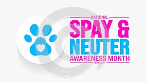 February is National Spay Neuter Month background template. Holiday concept. background