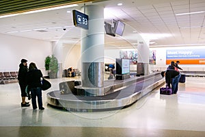February 23, 2019 San Jose / CA / USA - Baggage claiming area at Norman Y. Mineta San Jose International Airport