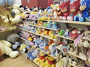 February 11, 2017 Ukraine shelf with soft toys in the store