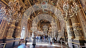 Interior view of the Opera Garnier, in Paris, France.