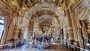 Interior view of the Opera Garnier, in Paris, France.