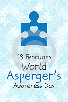 18 February World Aspergers awareness day banner. Symbol of autism. Design template for background, card, print, poster photo