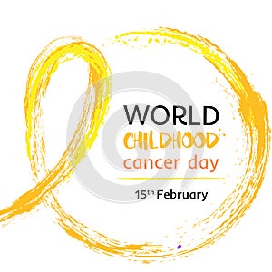 15 of February World Childhood Cancer Day vector illustration. Tape for the World Children`s Day cancer patients photo