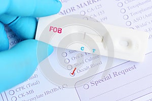 Fecal occult blood test negative by using rapid test cassette photo