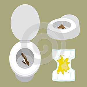 Feces Toilet Jug Diaper Design Cartoon design vector