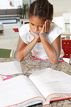 Fed Up Girl Doing Homework