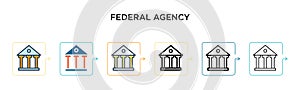 Federal agency vector icon in 6 different modern styles. Black, two colored federal agency icons designed in filled, outline, line