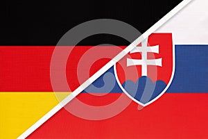 Federal Republic of Germany vs Slovakia, symbol of two national flags. Relationship between european countries