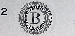 Federal reserve bank of New York. Seal on one dollar banknote