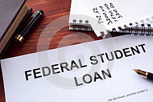 Federal student loan form.