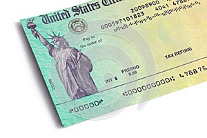 Federal Tax Refund Check Close Up photo