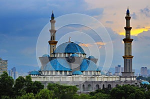 The Federal Territory mosque, Kuala Lumpur Malaysia during sunrise