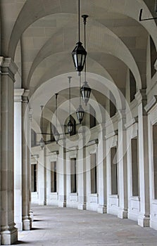 Federal Triangle archway hall in Washington, DC