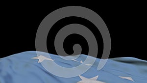 Federated States of Micronesia fabric flag waving on the wind loop. Federated States of Micronesia embroidery stiched cloth banner