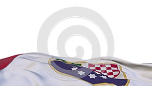 Federation of Bosnia and Herzegovina fabric flag waving on the wind loop. Federation of Bosnia and Herzegovina embroidery stiched