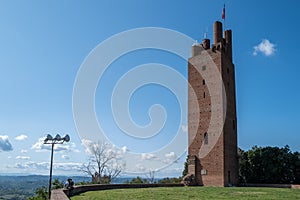 The Federico Tower in San Miniato with a couple
