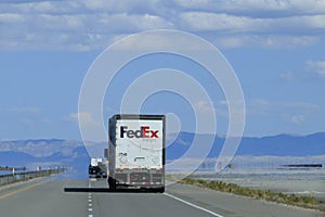 FEDEX Truck on an interstate highway in Nevada