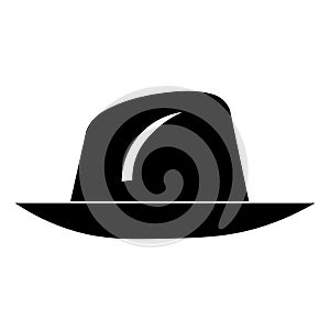 Fedora hat black vector icon on white background photo