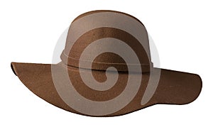 Fedora hat. hat isolated on white background .brown hat
