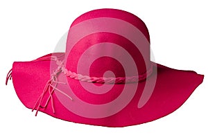 Fedora hat. hat isolated on white background . red hat