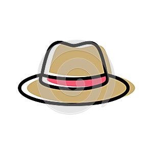 Fedora hat illustration, cartoon style cap icon, simple clip art - Vector