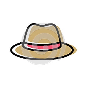 Fedora hat illustration, cartoon style cap icon, simple clip art - Vector photo