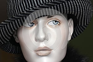 Fedora hat on mannequin's head