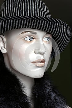 Fedora hat on mannequin's head