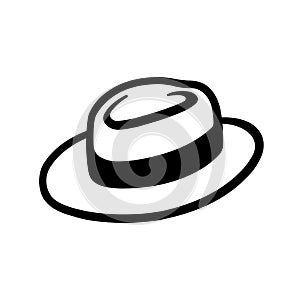 Fedora hat outline illustration on white background