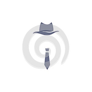 Fedora hat and tie vector illustration.