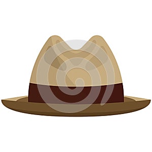 Fedora, snap brim or borsalino hat flat vector isolated