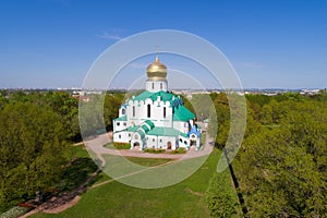 Fedorovsky Cathedral on a background of blue sky. Tsarskoye Selo, St. Petersburg